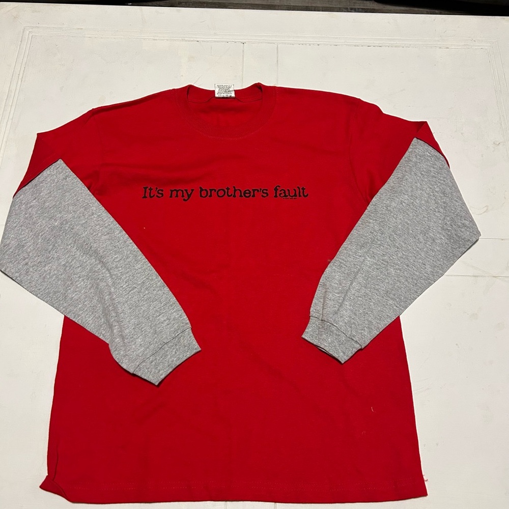 Red and Gray Long Sleeve Shirt